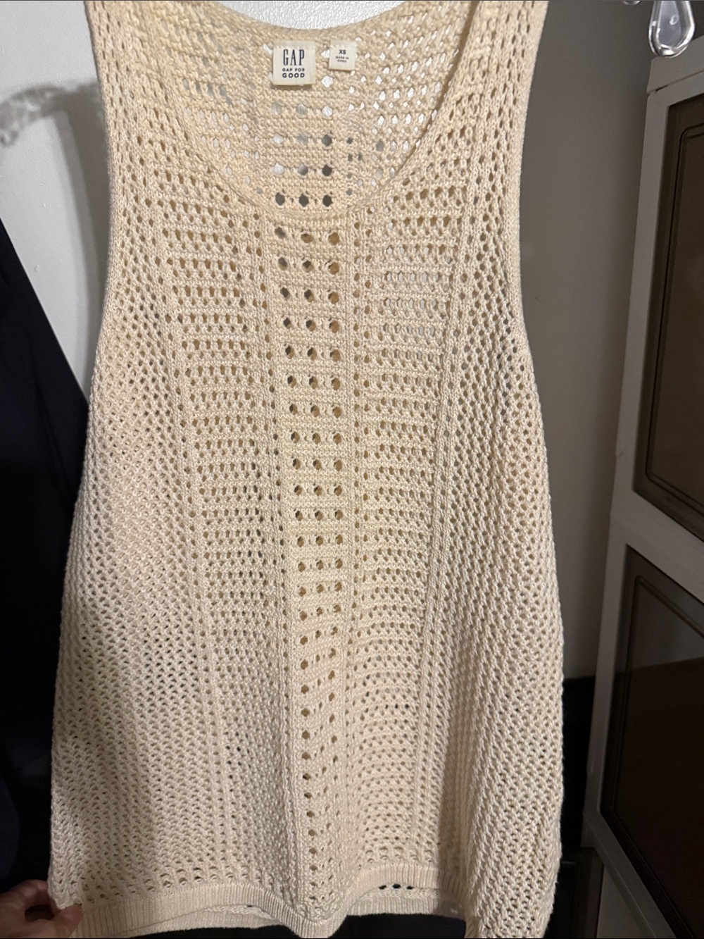GAP Cream Open-Weave Crochet Tank Top